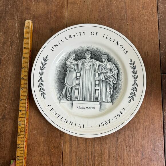 COPELAND SPODE University of Illinois Commemorative Plate 1867-1967 100 Years - Picture 5 of 5